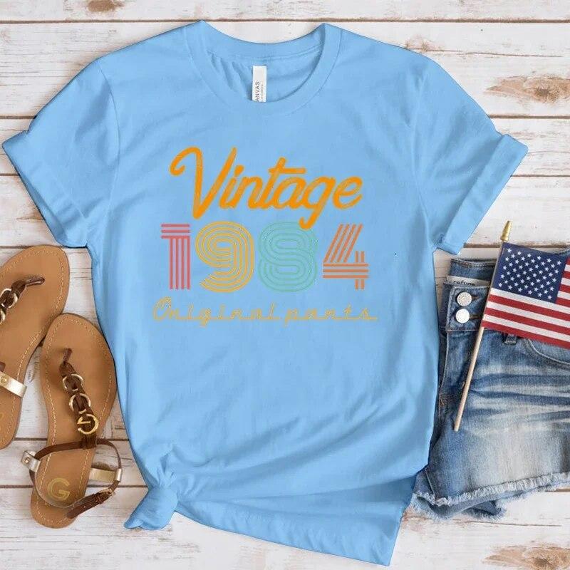 (Premium T-shirt)New Vintage 1984 Print T Shirts Women Casual Round Neck Tees Top Summer Cool Loose Short Sleeve(Fast Delivery)