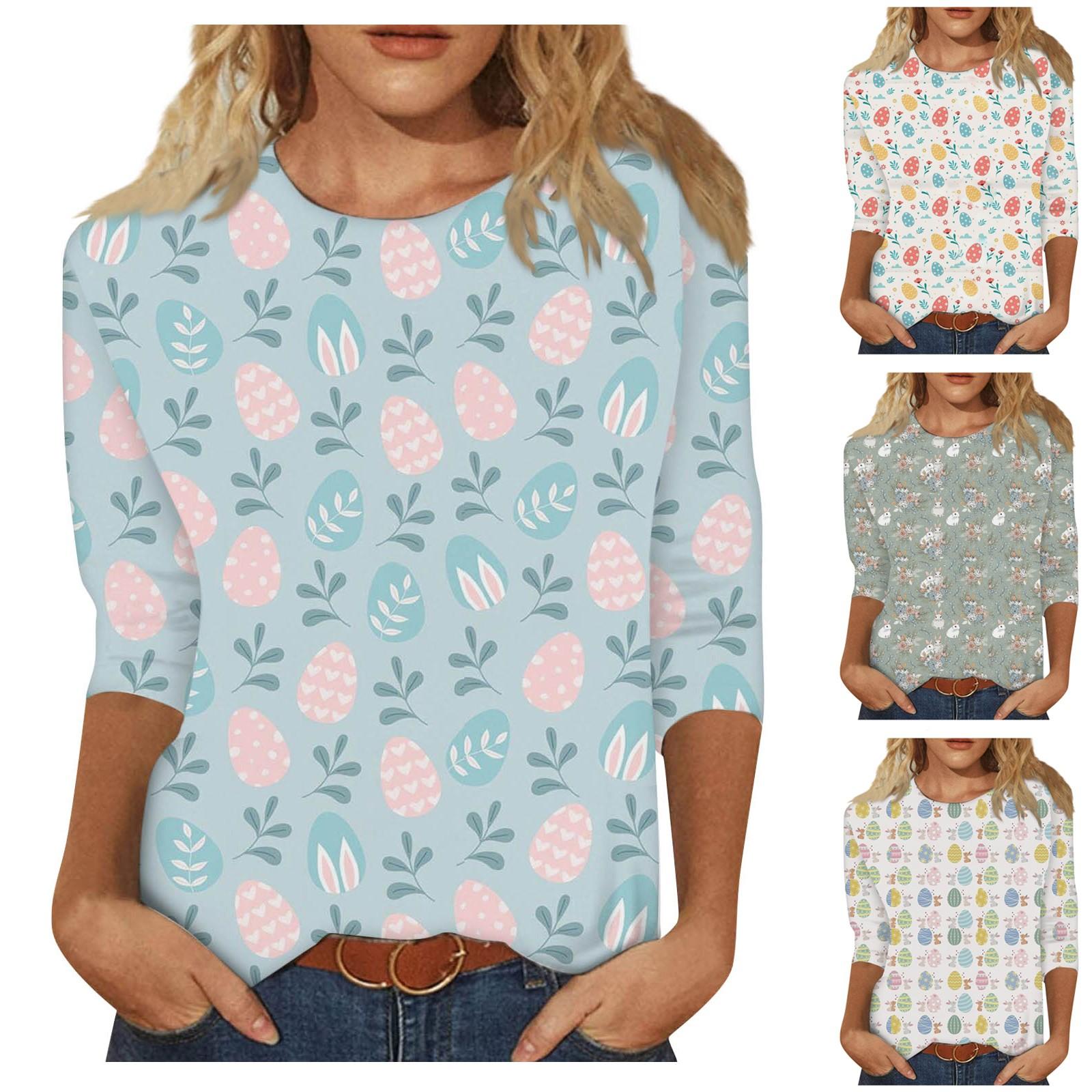 

Женская модная повседневная блузка с рукавами три четверти и круглым вырезом, пуловер