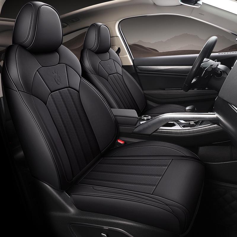 Durable, easy-clean leather steering wheel cover and seat cushion set for Geely Bin Yue.
