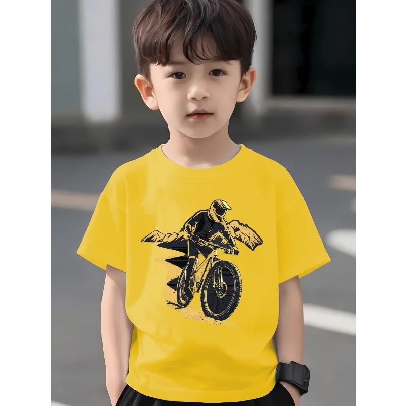 Evropské velikosti Venkovní cyklistické trička pro chlapce, Kreativní trička pro chlapce, Lehká a pohodlná ležérní trička s krátkým rukávem, Letní dětské oblečení