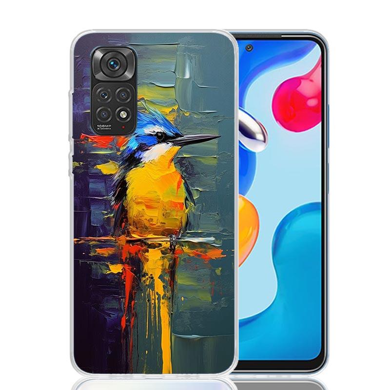 Animal Oil Painting Bird Phone Case For Xiaomi Redmi Note 15 14 13 12S 12 Pro Plus 11S 11E 11 11T 10S 10 Art Soft Pattern Cover
