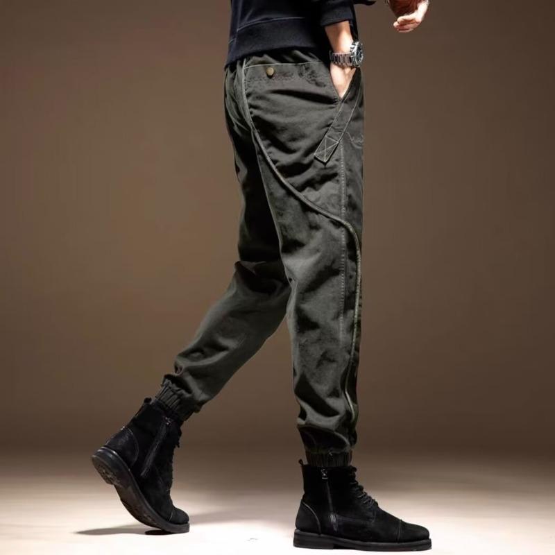 High-end army green tooling pants men's autumn and winter tide brand loose large size leggings
