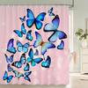 Beautiful Flowers Shower Curtain Butterfly Birds Printed Bathroom Curtains Polyester Fabric Home Decor Bathtub Screen with Hooks