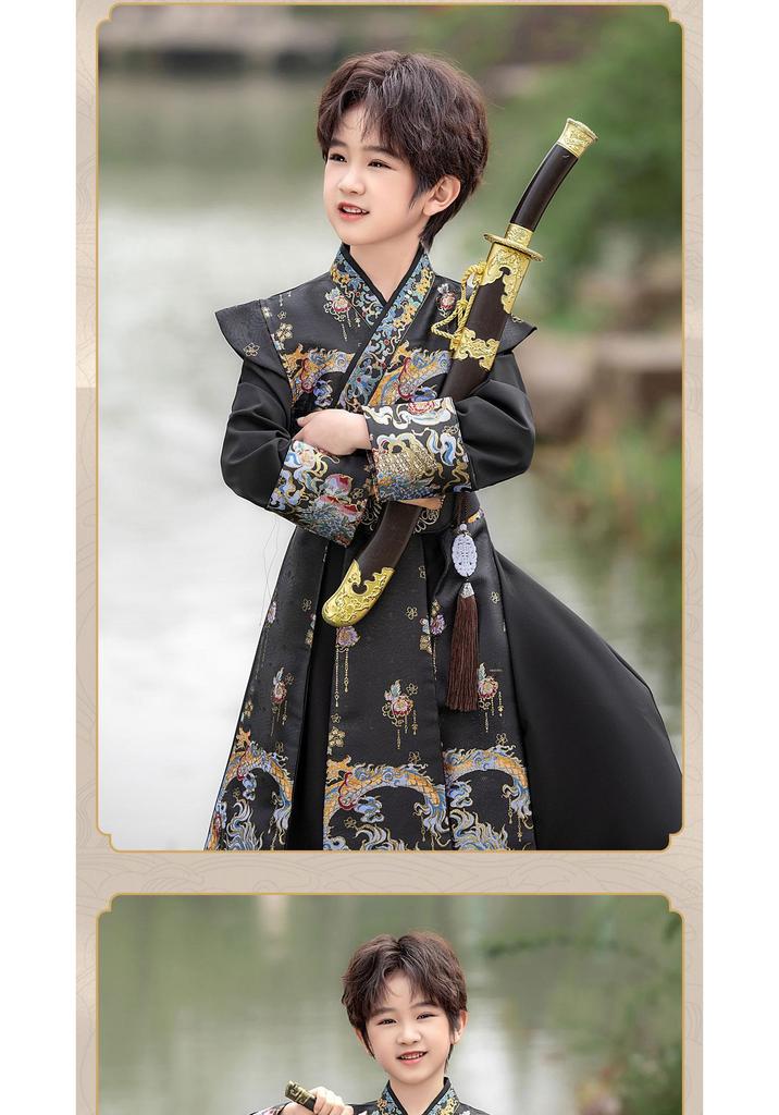 Hanfu Wuxia per ragazzi: Completo in stile Tang Primavera/Autunno 2026 per Esibizioni all'Asilo