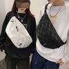 New Arrivals Open Run Gingham Check Shine Big Size White Crossbody Bag