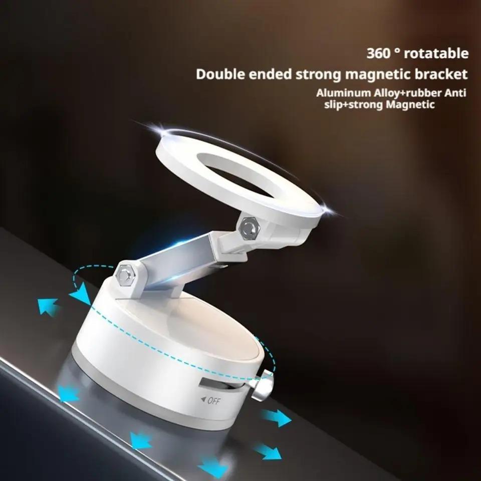 Vacuum Magnetic Suction Cup Folding Swivel Stand Double-sided Suction Cup Strong Magnet Vacuum Suction Cup Mount Car Holder For iPhone/Android