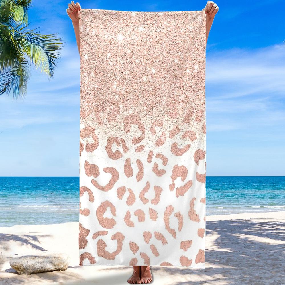 Charming Leopard Print Beach Towel Summer Microfiber Outdoor Swimming Sports Sun Protection Shawl Large Bath Towel