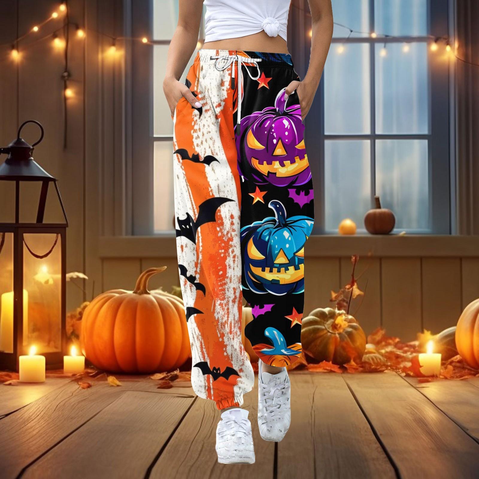 

Женские повседневные модные повседневные брюки с принтом на Хэллоуин M фиолетовый