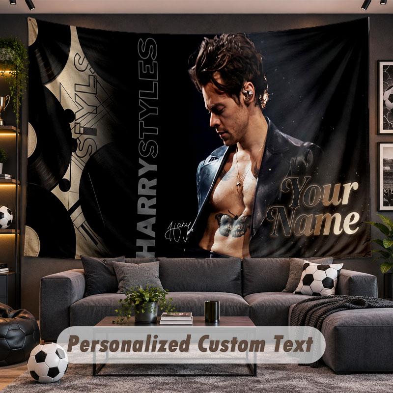 Wall Hanging Tapestry Custom NameHarry Styles Pattern Personalized Printed Fabric Wall Decor