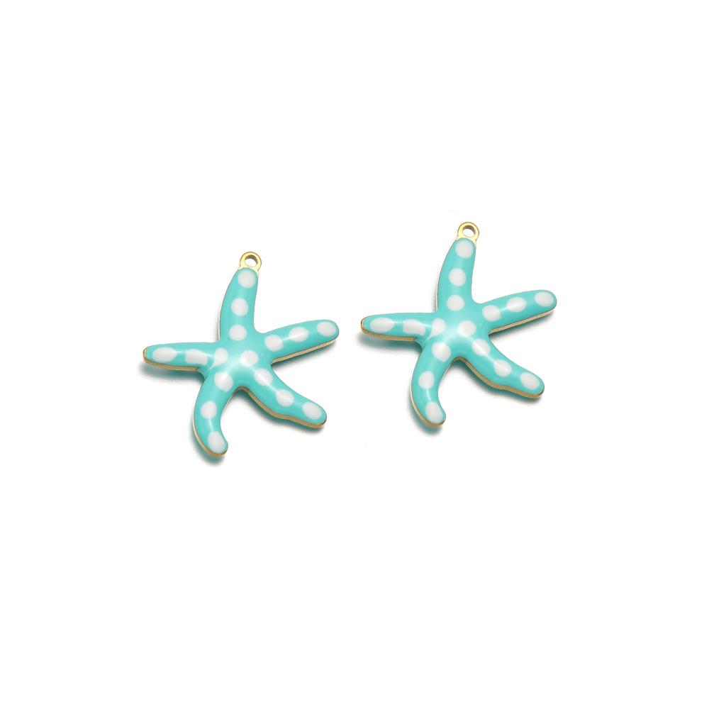 10pcs Stainless Steel Gold 20mm Starfish Charms Enamel Fish Pendant for DIY Jewelry Bracelet Findings Necklace Earrings Making