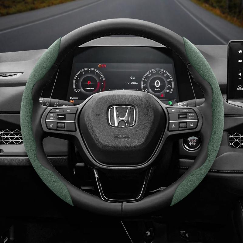 Suitable for Honda Anti-Slip Buckle Segmented Suede Steering Wheel Cover Suitable for Civic Fit 8Th Gen 8 City Accord 9 10 Vezel Freed Breeze 7 Jade