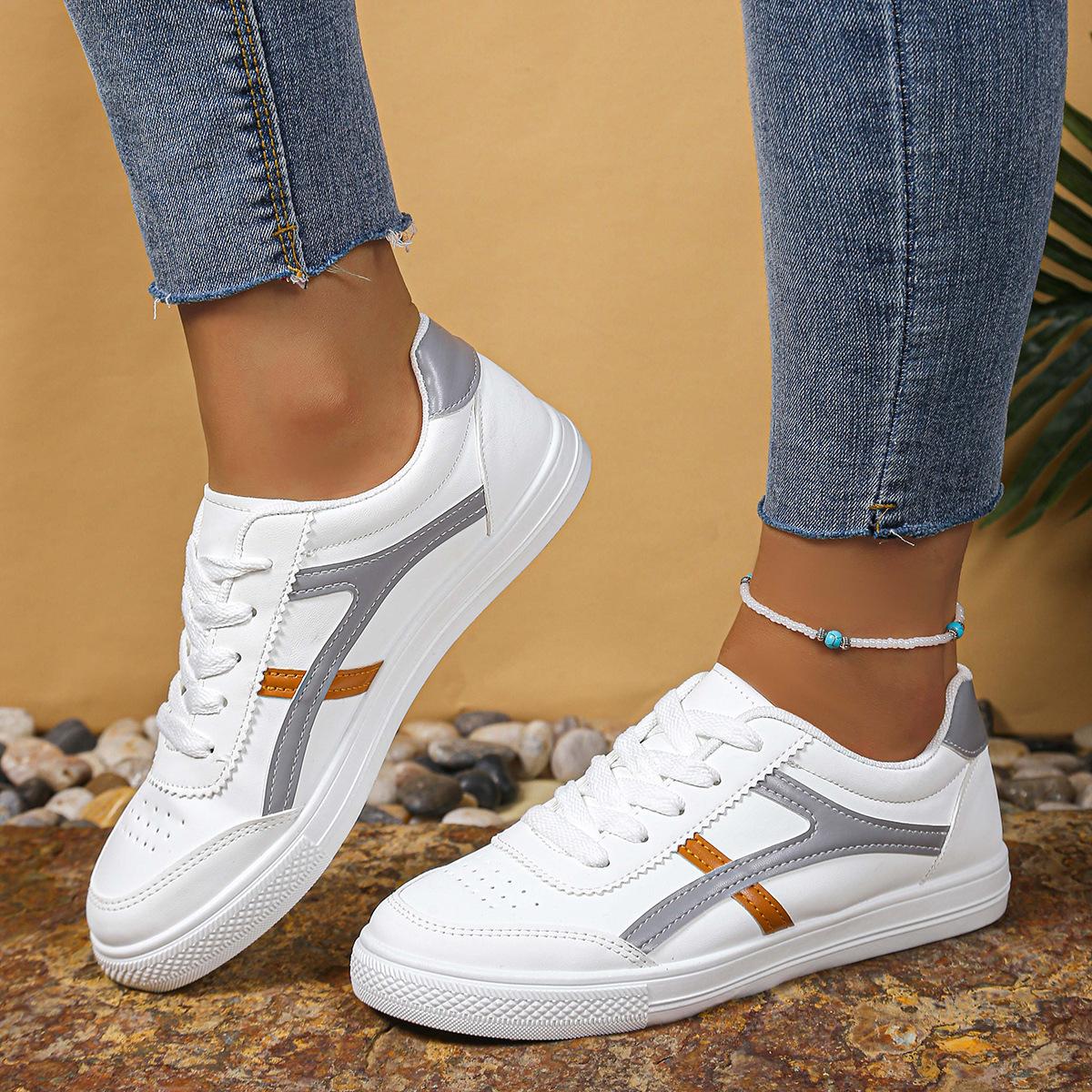 

Весенне-летняя новая женская обувь кожаная поверхность корейская версия универсальная повседневная одинарная обувь белая обувь удобная нескользящая студенческая обувь дышащая 41 серый