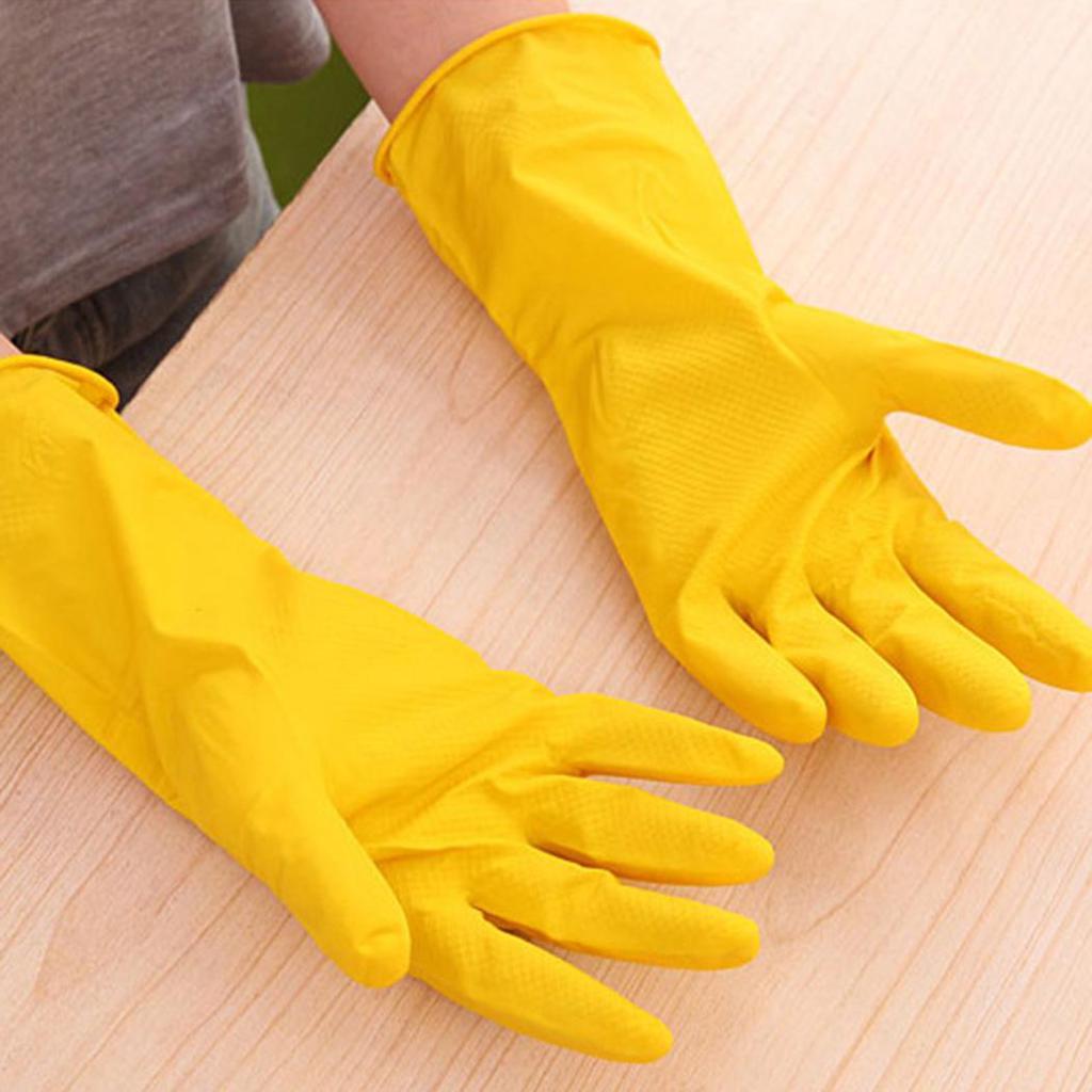 1pair Red Glassy Latex Household Gloves Labor Protection waterproof Thin type