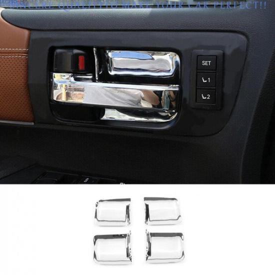 For Toyota Tundra 2014-2021 ABS Glossy Chrome Inner Door Bowl Cup Cover Trim 4pc