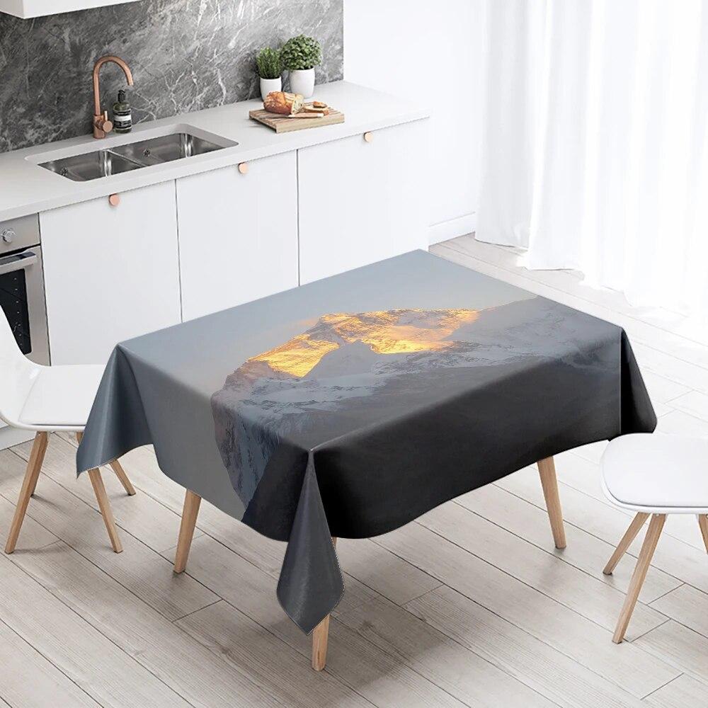 Natural World Scenery Tablecloth Landscape  Anti-Stain Waterproof Rectangular  Kitchen Table Home Decor