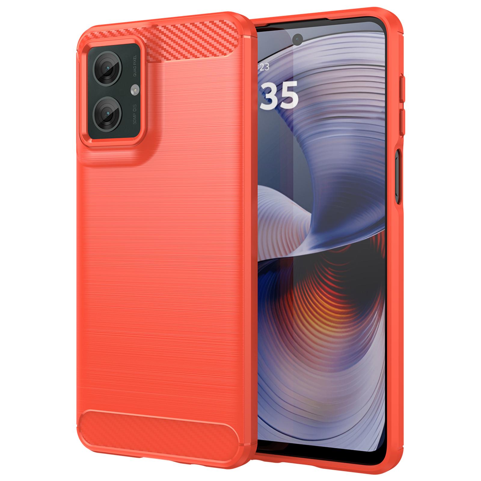 

For Motorola Moto G55 5G Case Carbon Fiber Texture TPU Brushed Phone Cover Red