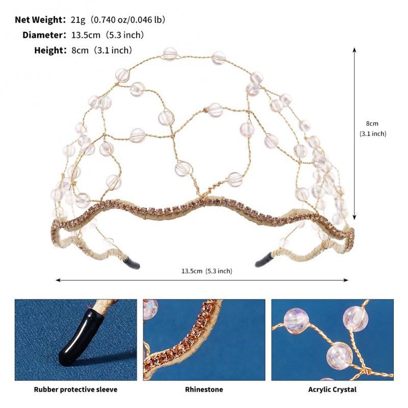 Magic Crystal Bead Headband Crown Hand-woven Mesh Crimp Minority Ethnic Holiday Style Bride Headwear