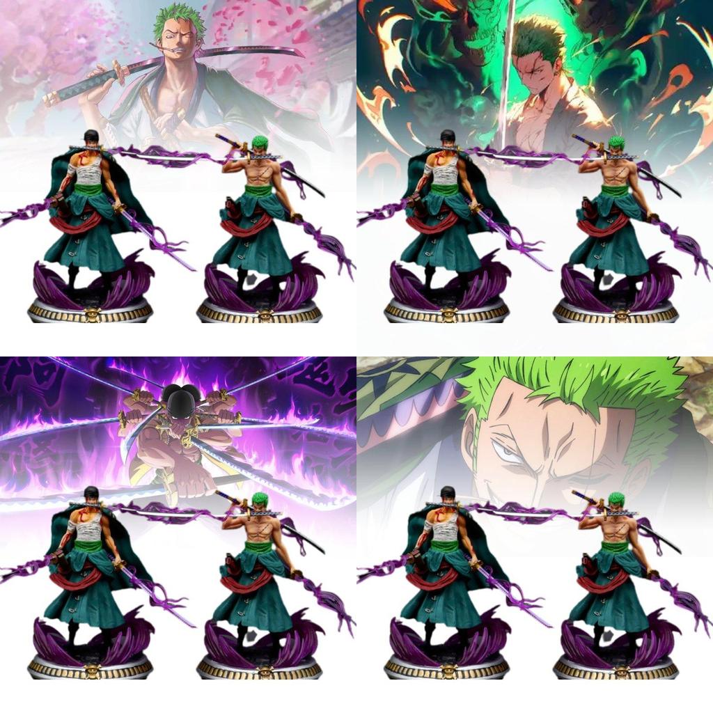 Exquisite Anime-PVC-Figur, handgefertigte Zoro-Tischdekoration im Dreischwert-Stil