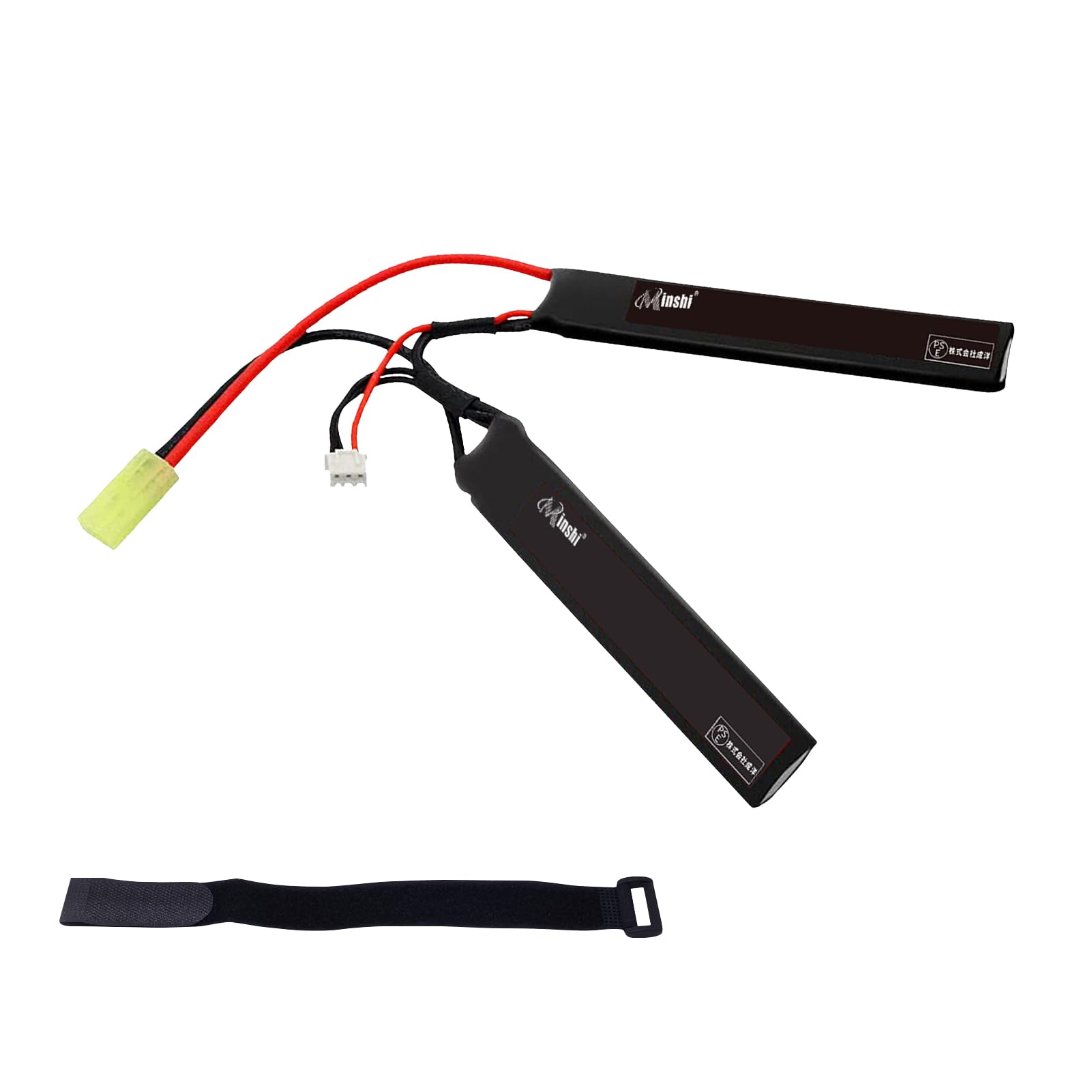 

MINSHI Celeb 7.4V 1000mAh 2S 20C LiPo Battery with Green Odamiya Plug for RC Cars, Trucks, Helicopters, FPV Drones, etc., 103mm x 21mm x 6.5mm [PSE