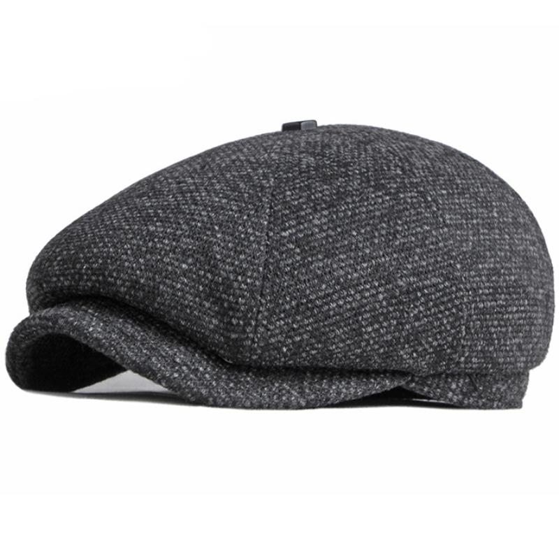 

HT3747 Beret Men Women Autumn Winter Hat Octagonal Cap New Warm Artist Painter Wool Beret Hat Male Female Flat Beret Cap L 56-58CM чёрный