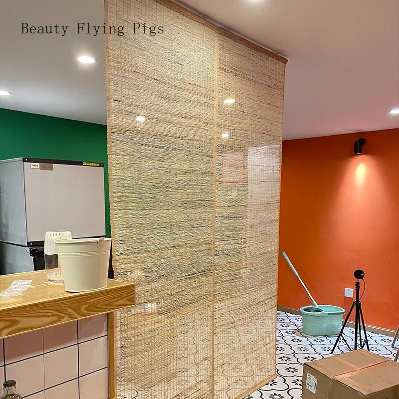 Retro and Nostalgic Ramie Curtains, Partition Screens, Semi Shading Grass Curtains In the Entrance Plant Fiber