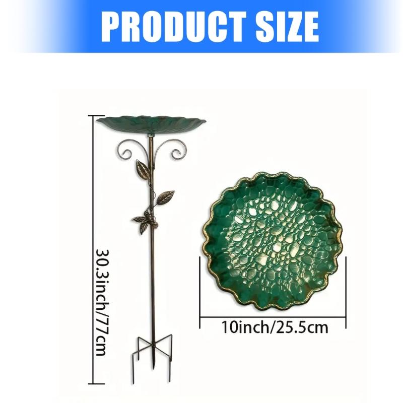 Large Frostproof Metal Bird Bath For Garden Outdoor Decoration Vintage Iron Water Bowl Wild Birds Feeder Easy To Clean