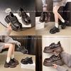 European genuine leather muffin platform small leather shoes women's British style round head derby shoes small heightening loafers single shoes