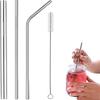 3Pcs Reusable Straws with Cleaning Brushes Stainless Steel Straws Set Drinking Straws Bent and Straight Straws for Milkshake