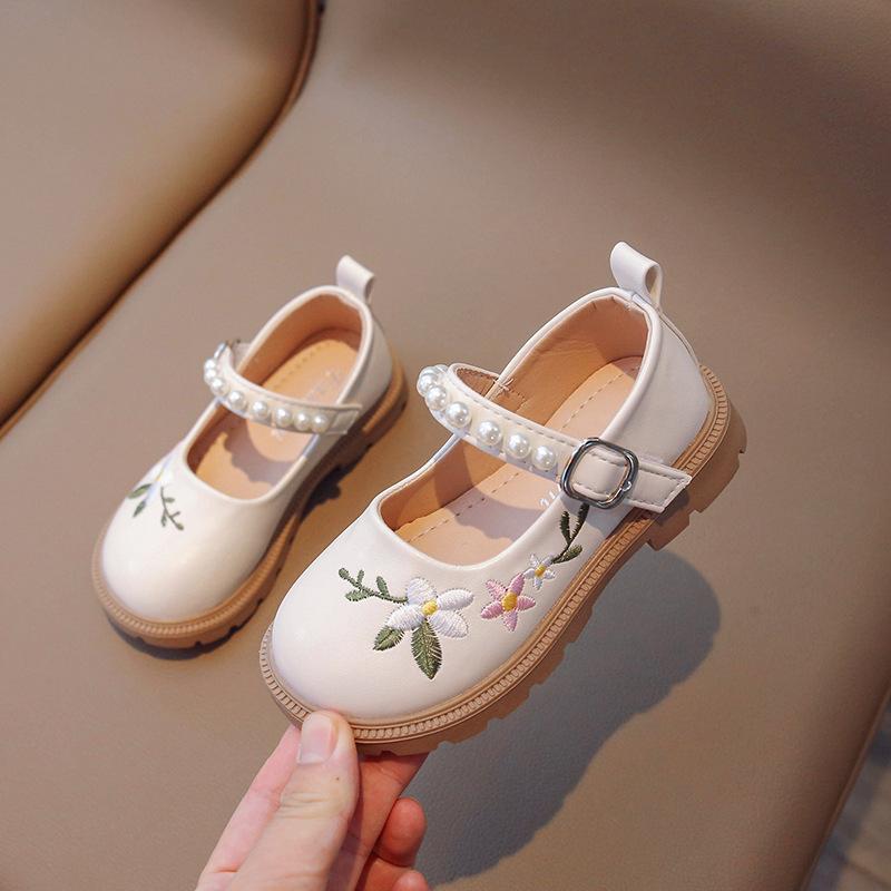 

Girls Leather Shoes Embroidery Flowers Princess Sweet Kids National Style Flats Children s Flat Mary Janes Soft Dress Shoes Soft 24