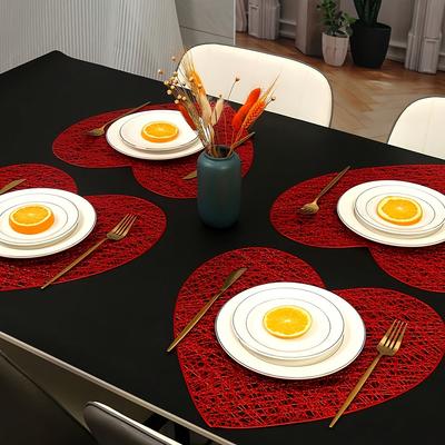 Valentine's Day Heart-Shaped Placemat - Heat-Resistant, Non-Slip Table Mat for Romantic Dinners, Weddings & Anniversaries