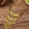 Bohemian Layered Zinc Alloy Leaf Pendant Necklace With Tassels For Vintage Style Jewelry