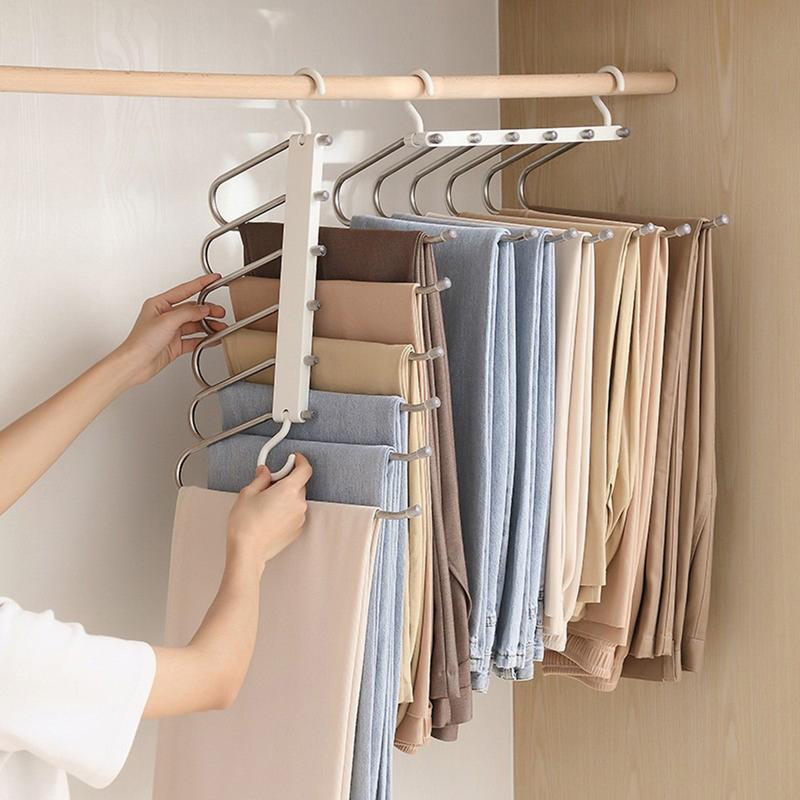 Space Saving Hangers For Pants Space Saving 6-Layer Anti-Slip Scarf Holder Closet Organizers And Storage Slacks Jeans Trouser