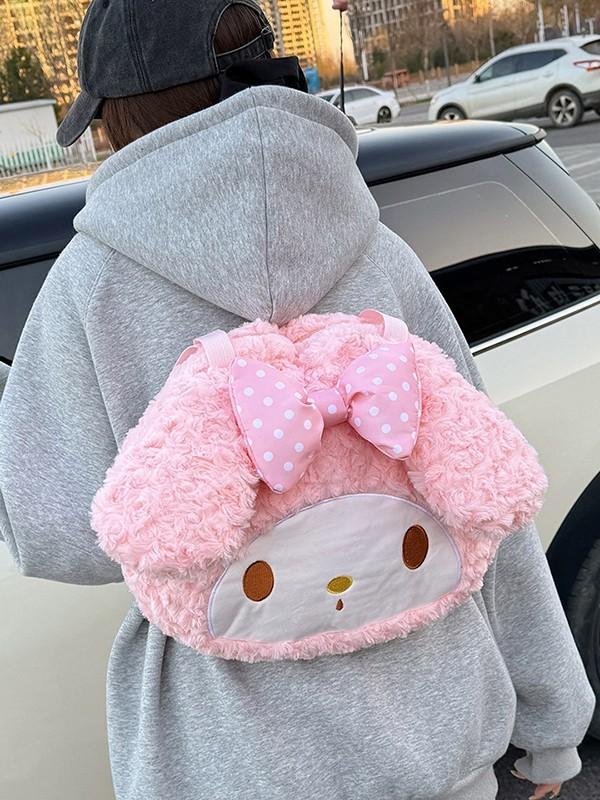 My Melody Plush Tote Bag With Zipper Closure For Daily Use And Fashion Accessory