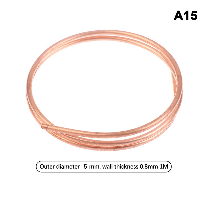 1 Metre Bakır Yumuşak Bakır Boru Bobini Dış Çap 1.6~5.0 Mm İç Çap 0.5~1.0 Mm Saf Bakır Tel Boru Klima Soğutma Kendin Yap El Sanatları