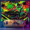 Trippy Kosmita DJ Czarny Światło Gobelin Reaktywny na UV Psychedeliczny Neonowy Dekoracja Ścienna Płaski Druk 2D Skóra Brzoskwiniowa Wystrój Sypialni 150x130