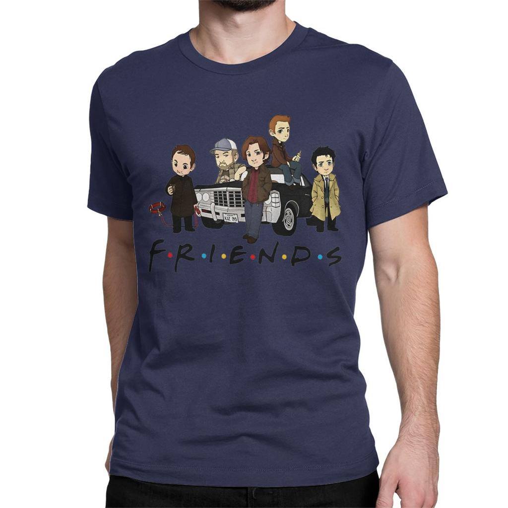 Dean Winchester Friends T Shirts Men Women's Cotton Leisure T-Shirts Round Neck Supernatural TV Series Tee Shirt Clothing Summer