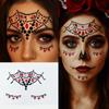 Colorful Skull Flower Face Rhinestone Jewel Stickers Self Adhesive for Music Festival Stage Performance Makeup