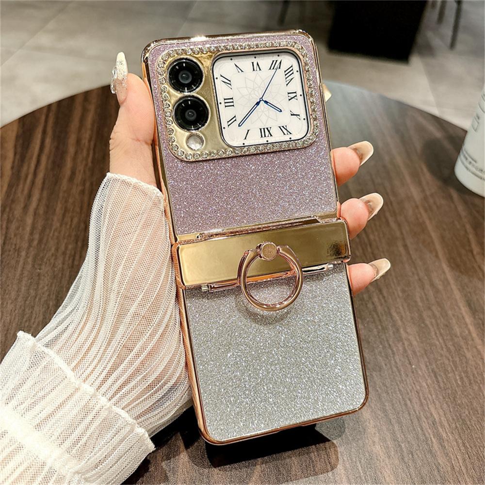 

For Huawei nova Flip 5G Case Glitter Design Rhinestone Decor Hard PC Phone Cover Purple