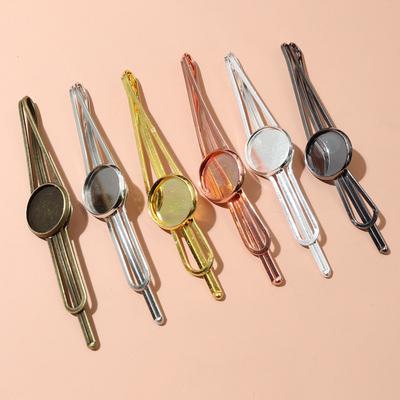 10pcs 12mm Inner Sizee Copper Material Classical Style Hairpin Hair Clips DIY Hairpin Blank Cabnochon Base Setting Cameo