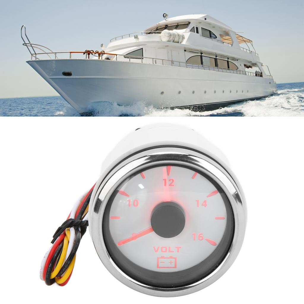 52mm Marine Voltage Gauge 8‑16V Pointer 7 Colors Backlight IP67 Waterproof Voltmeter for Boat RV Car 9‑32V