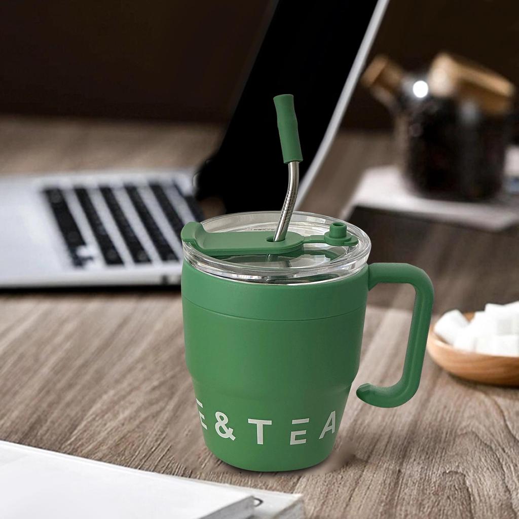 Isolierter Schnabelbecher Langlebig Wiederverwendbar mit Strohhalm und Deckel Edelstahl Strohhalmbecher für Wasser Eiskalte Heiße Getränke Milch Saft