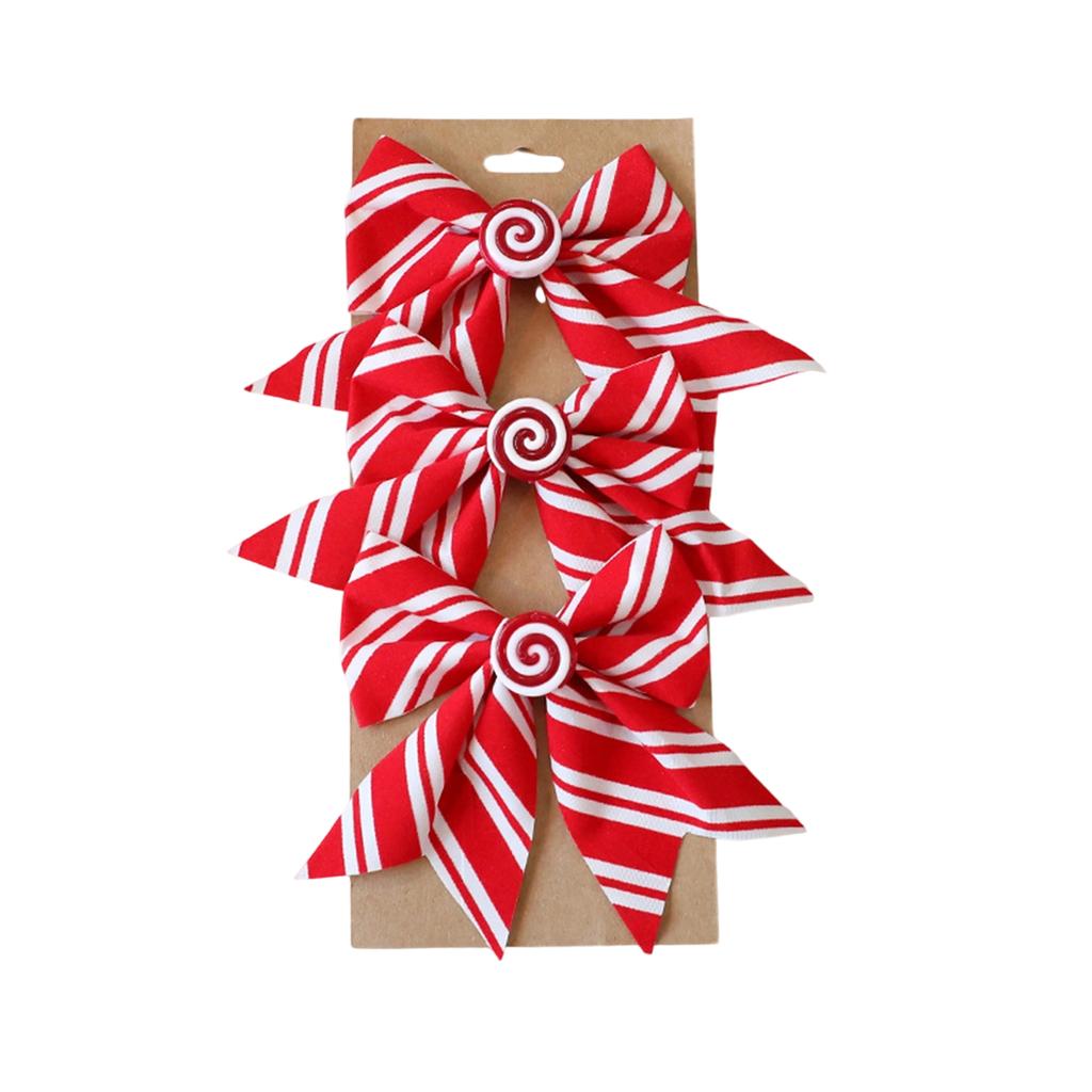 Gift Packaging Bow Festive Christmas Bow Xmas Tree Hanging Pendant Charming Candy Red White Christmas Bow For Christmas Office