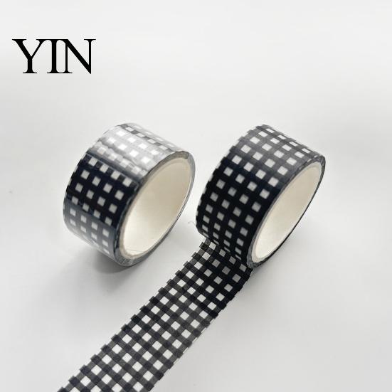 Bastelklebeband Schwarz Weiß Gitter Washi Tape, Karomuster Dekoratives Abdeckband Lässiger Stil für Kunst, DIY-Basteln, Notizbücher, Planer,