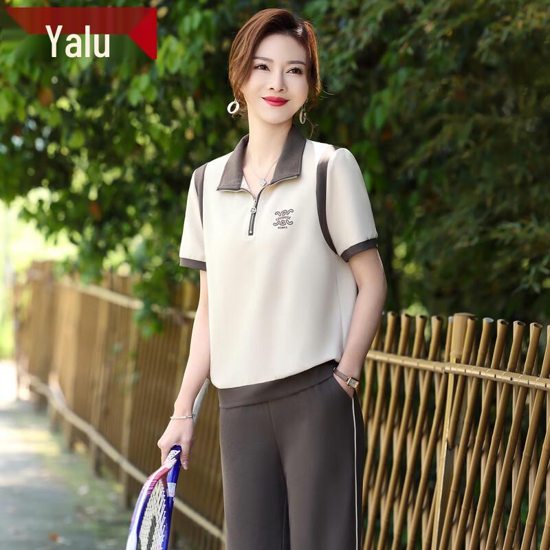 

Yalu Women s Spring/Autumn Casual Two-Piece Set for Middle-Aged XL