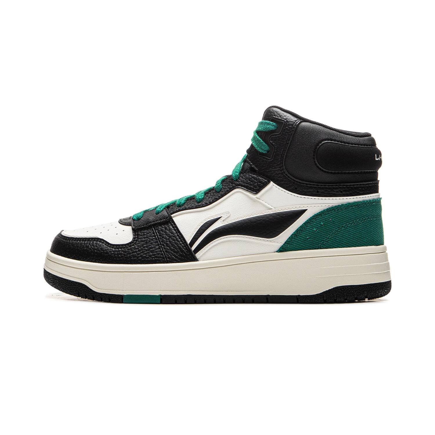 

New LiNing Tianji SOFT HI Anti-Slip Wear-Resistant Mid-Top Skateboard Shoes Men s White Black Green AGCU367-2 43