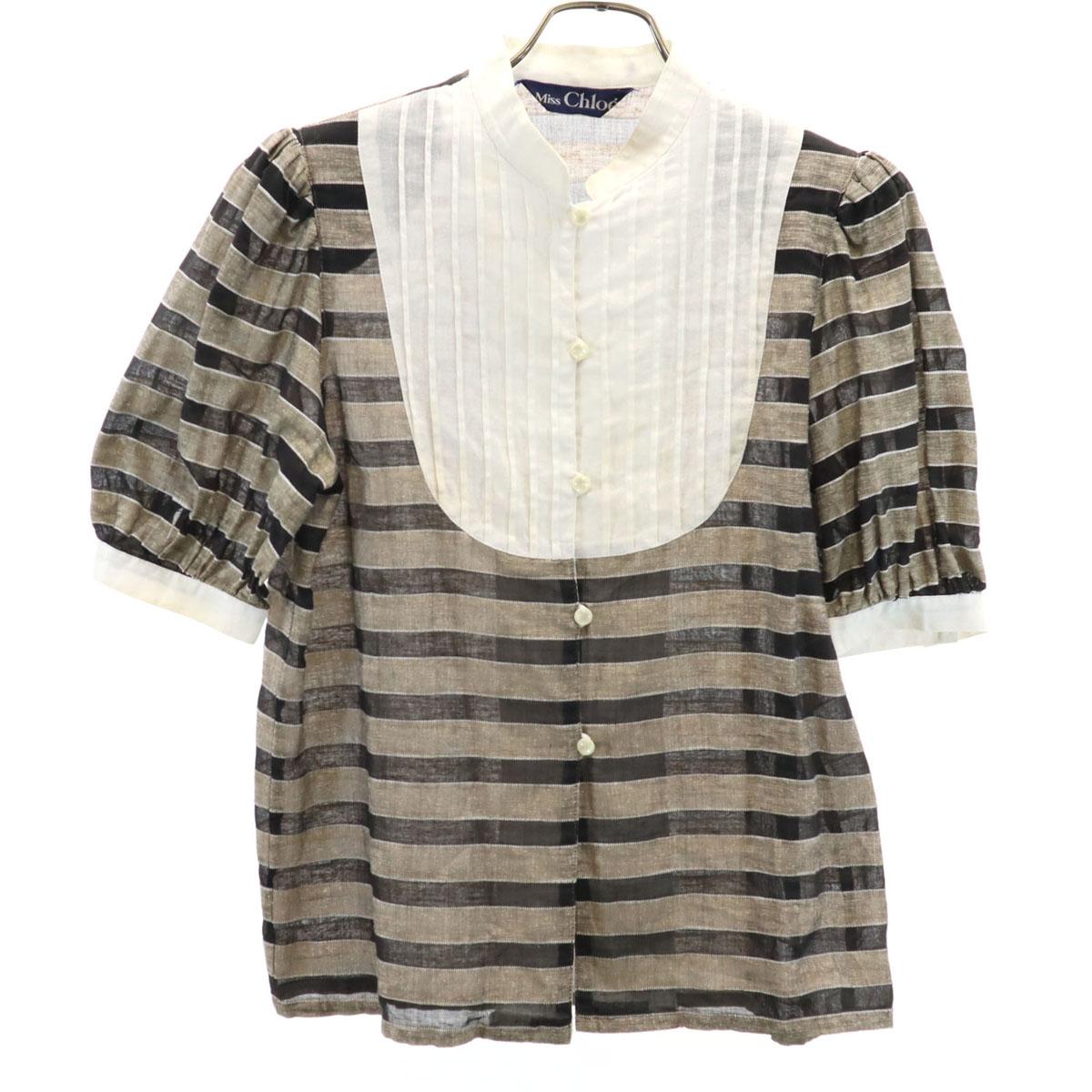 

miss chloe сделано в Японии Блузка с коротким рукавом с узором в полоску 40 Женская Б/У