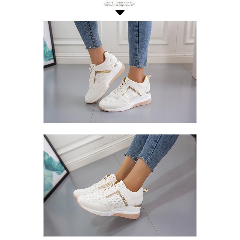New Women's Sportswear Shoes Platform Wedge Heel Large Size Lace-Up Breathable Women's Sneakers