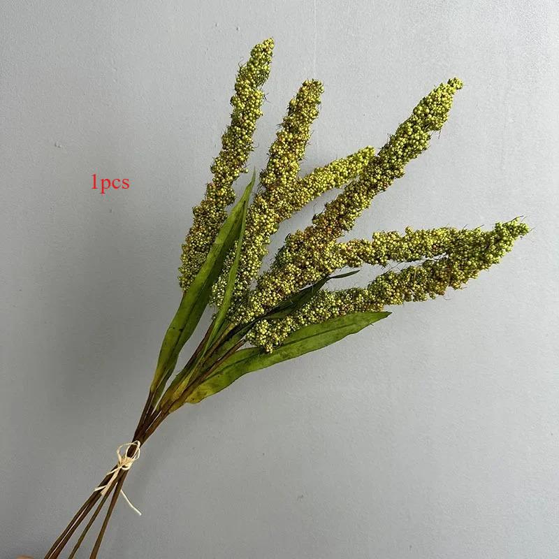 

Wedding Yellow Wheat Ear Bouquet Artificial Plants Fake Flower Auditorium Decoration Simulation Wheat Ears Grenn Plant Floral 2pcs зелёный