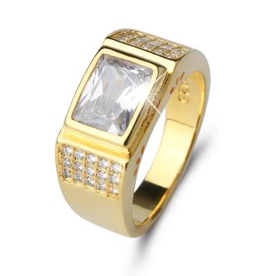 Fashion  Solitaire Man Ring 3Ct Cz AAA Zircon Stone Gold S Stamp Engagement Wedding Band Ring for Man Size 7-12
