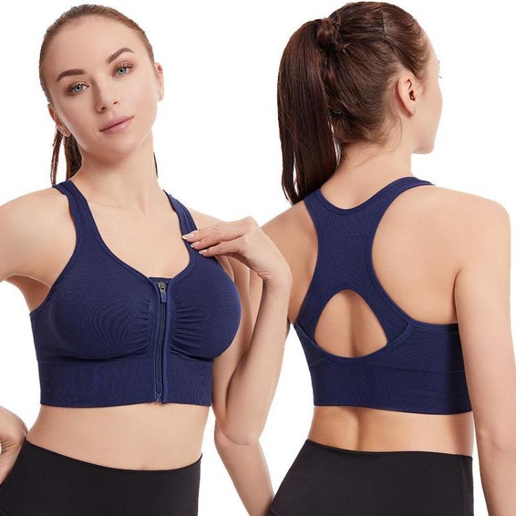 Shockproof Zipper High Impact Support Sports Bra for Women Plus Size Workout Running Yoga Bodybuilding Top